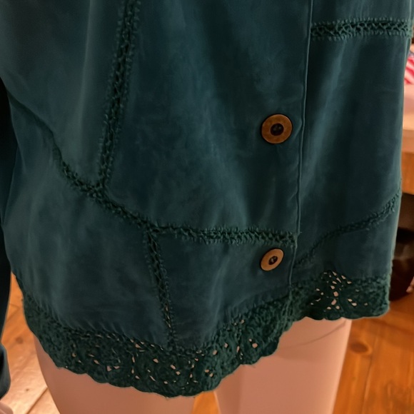 Vintage Koret Blazer Womens Blue Patchwork Crochet Retro 80s 90s Jacket L - Picture 6 of 8